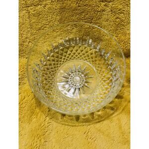 Vintage Diamond Point Arcoroc France Starburst Glass Serving Salad Fruit Bowl 9"